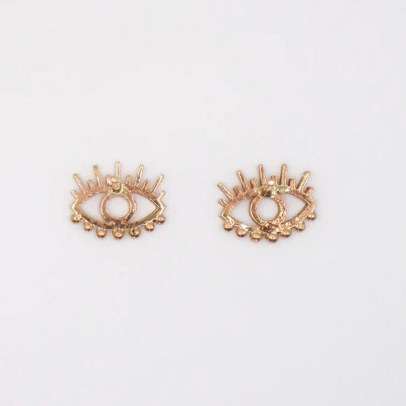 18k  Yellow Gold Evil Eye Earrings - Picture 3 of 4